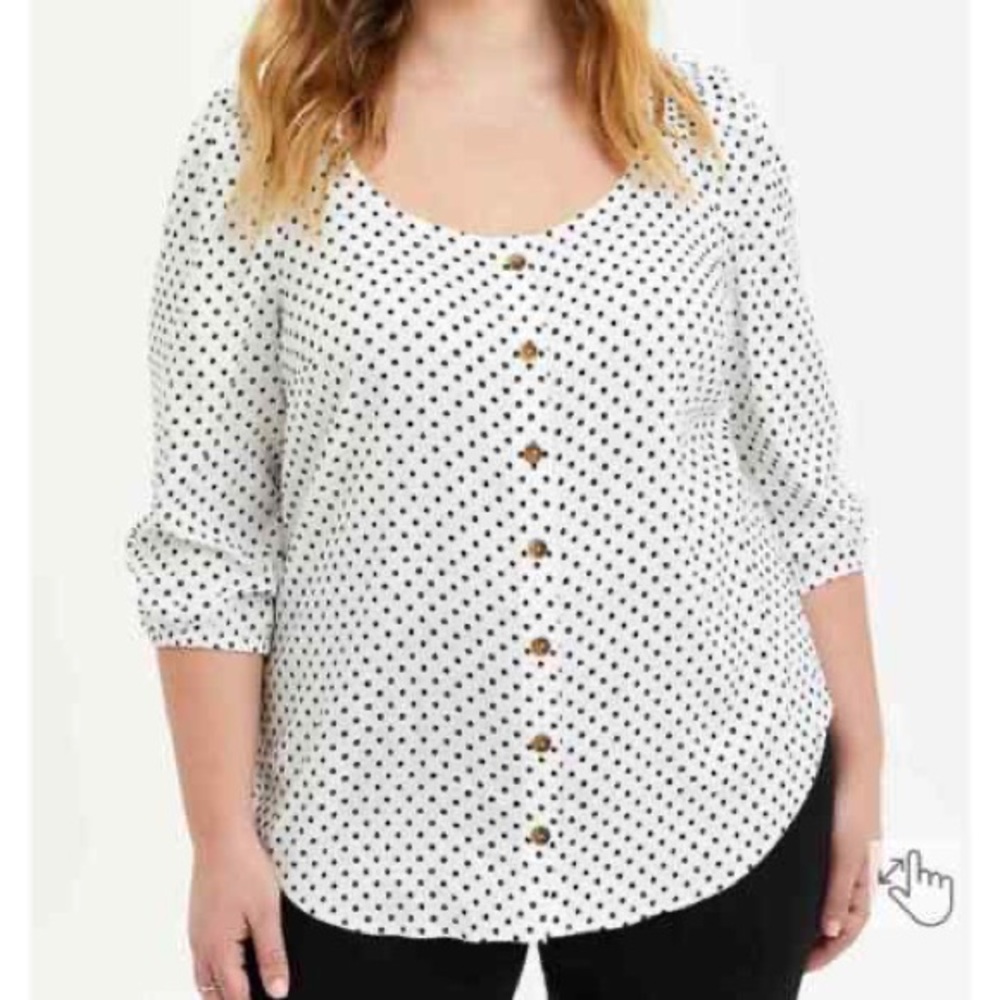 Torrid Polka Dot 3/4 Puff sleeve blouse